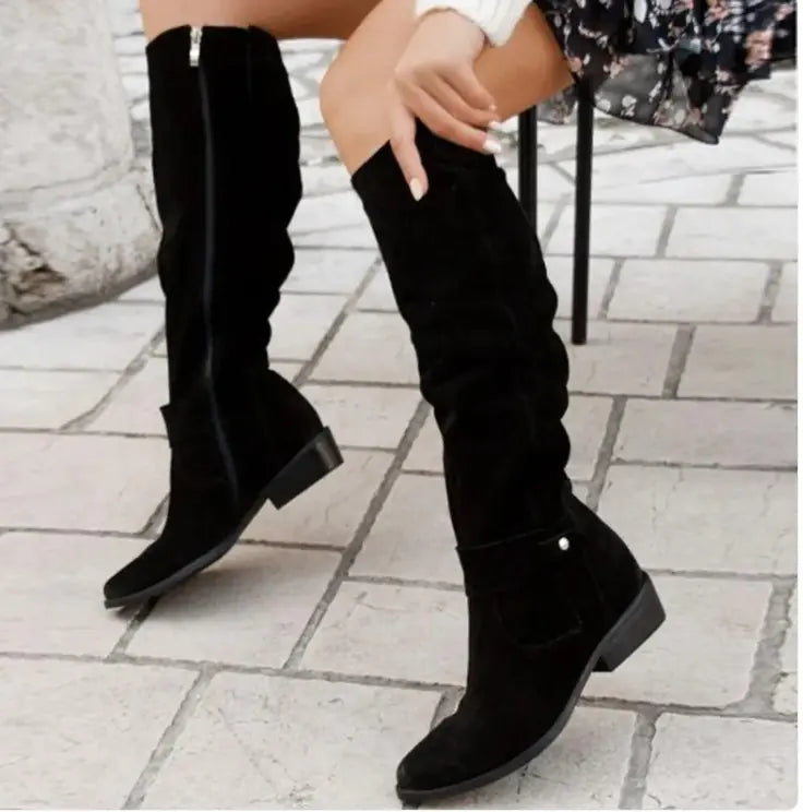 Autumn And Winter Zipper High Boots