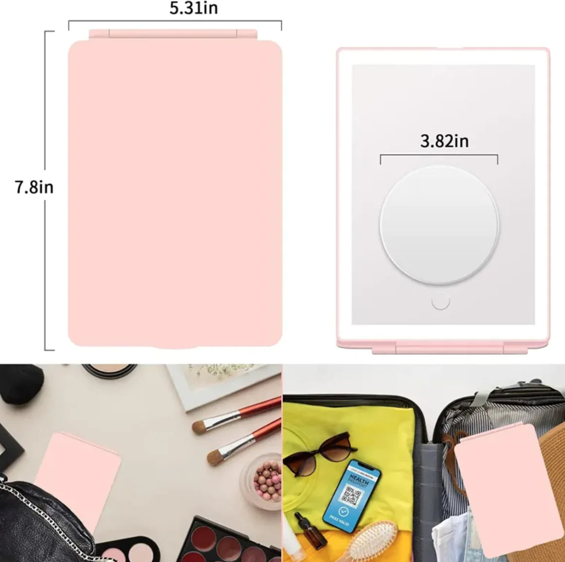 Foldable LED Touch Makeup Mirror